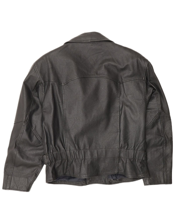 Vintage Herre Læder Biker Jacket UK 38 Medium Sort Læder