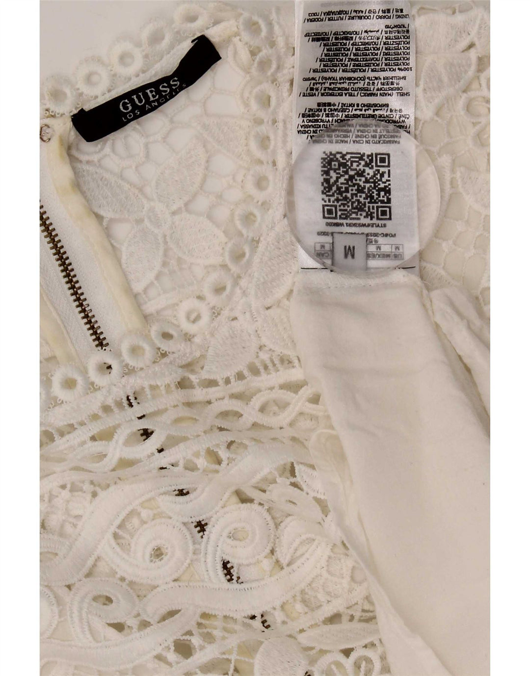 Guess Dame Ærmeløs Lace Tiered Dress UK 12 Medium White Polyester