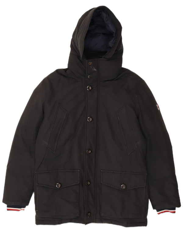 Tommy Hilfiger Herre hættepolstret jakke UK 38 Medium Sort Bomuld