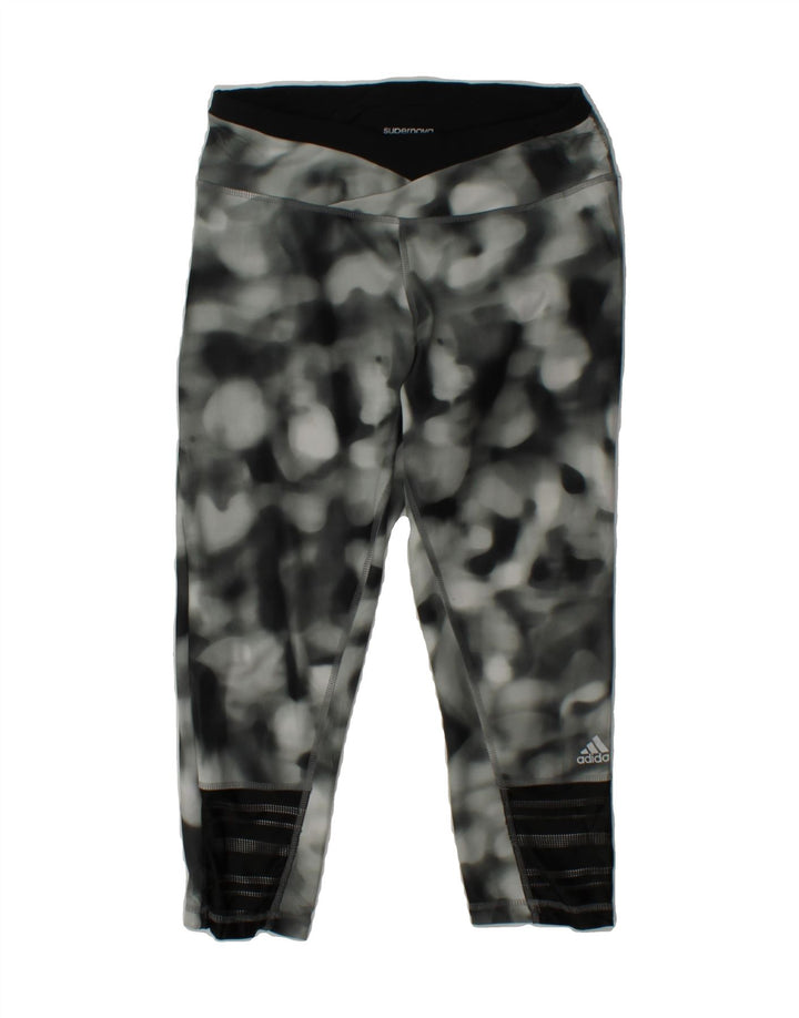 ADIDAS Womens Supernova Capri Leggings UK 8/10 Small  Black Tie Dye Vintage Adidas and Second-Hand Adidas from Messina Hembry 