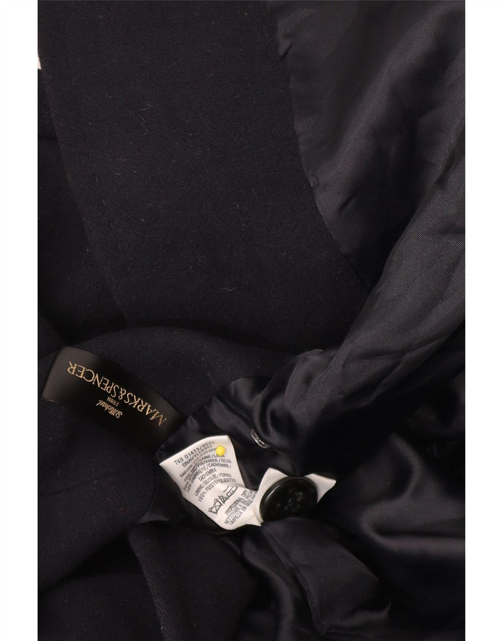Marks & Spencer Dame Dobbeltradet Frakke UK 10 Small Black Wool