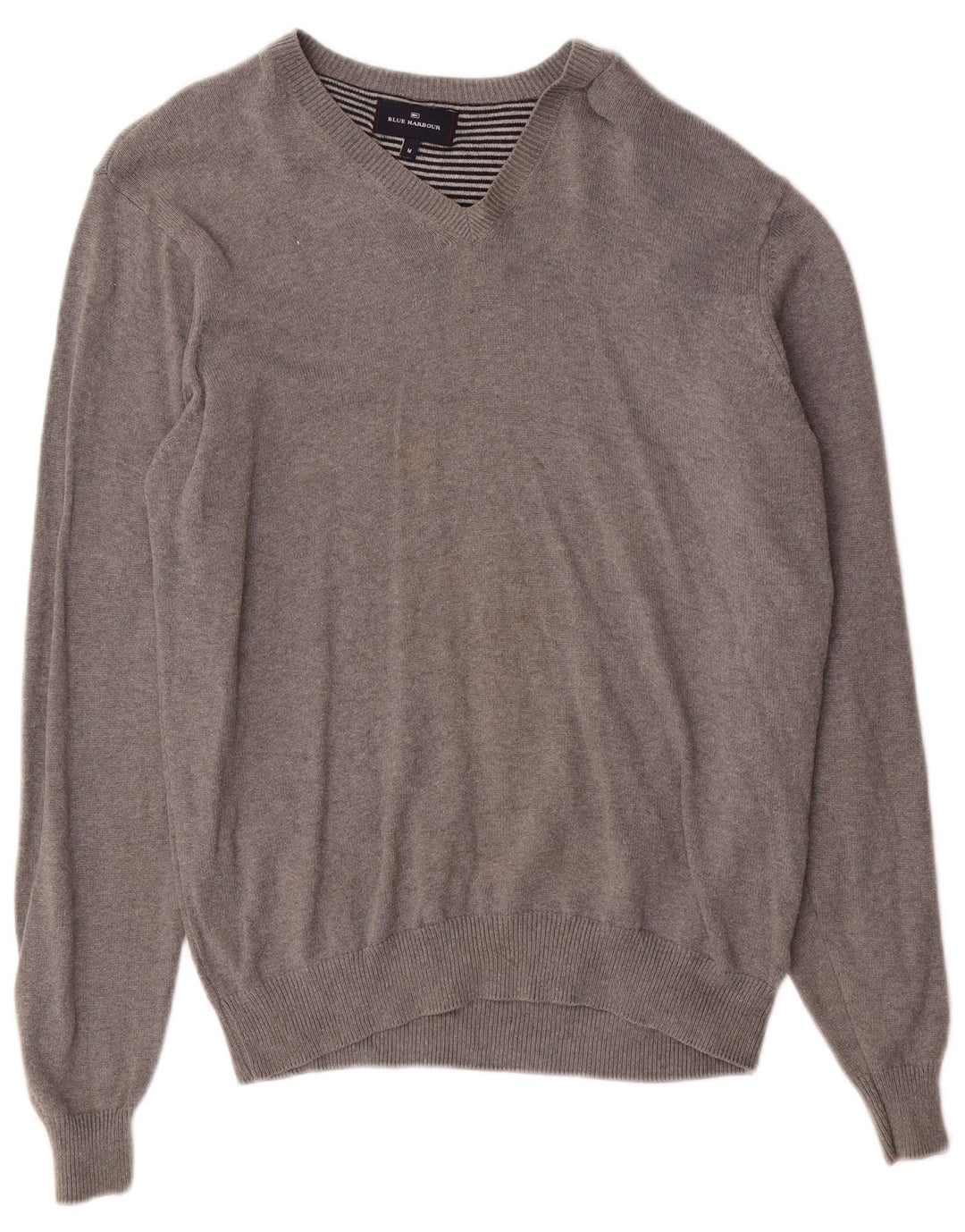 Marks & Spencer Herre Blue Harbor V-hals sweater mellemgrå bomuld