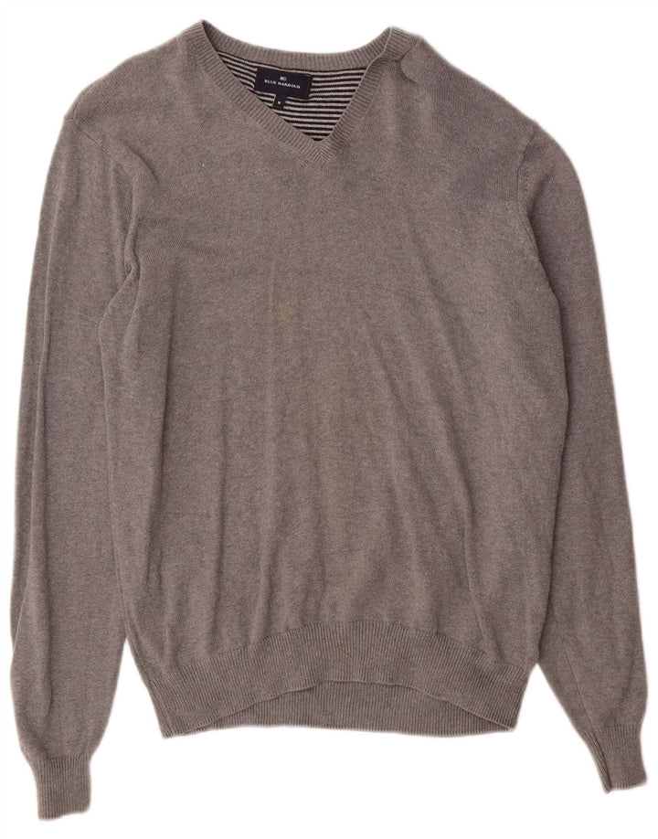 Marks & Spencer Herre Blue Harbor V-hals sweater mellemgrå bomuld