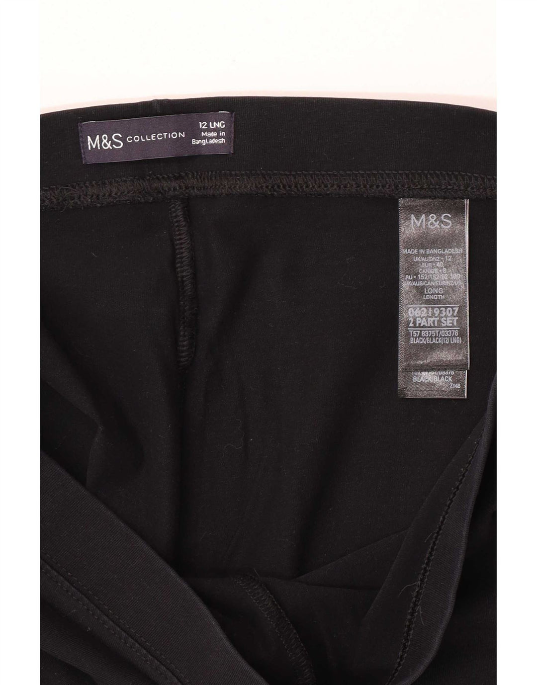 Marks & Spencer Dame Leggings UK 12 Medium Sort Bomuld