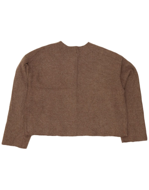 Zara Womens Crop Cardigan Sweater UK 18 XL Brun Polyester