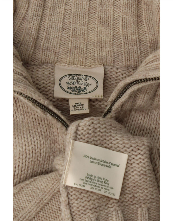 Laura Ashley Dame Cardigan Sweater UK 14 Medium Beige Uld