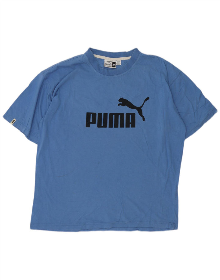 Puma Herre Grafisk T-Shirt Top XL Blå Bomuld