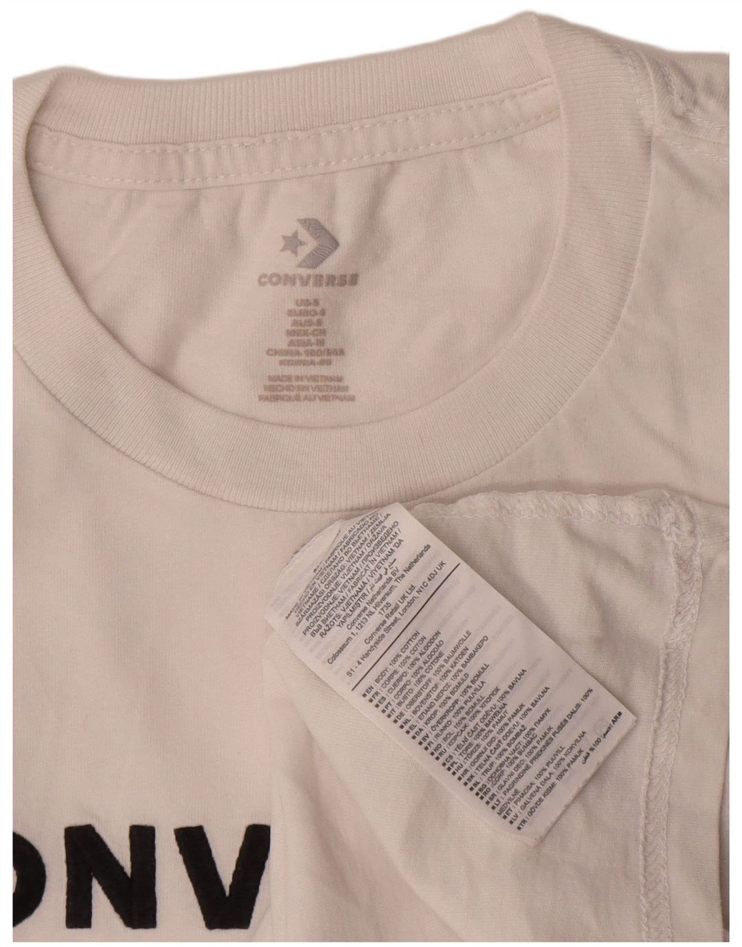 Converse Graphic T-Shirt Top UK 10 Small White Bomuld