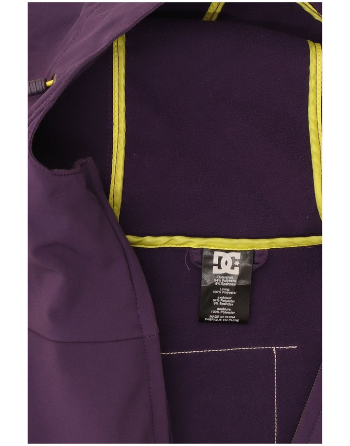 DC Mens Graphic Hooded Bomber Jacket UK 42 XL Purple Colourblock Polyester