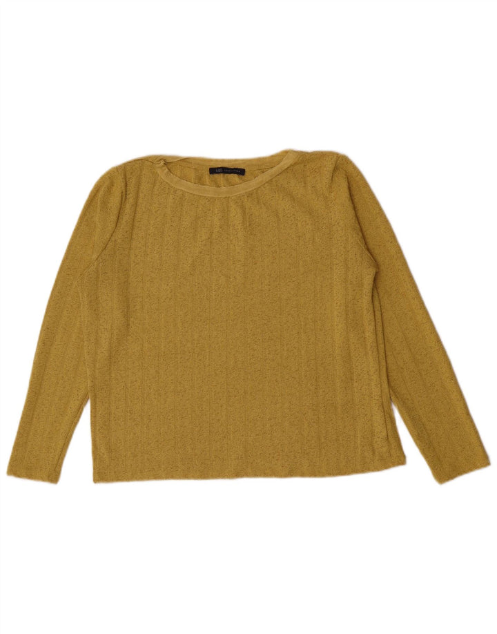 Marks & Spencer Dame Crop Top Langærmet UK 12 Medium Gul Polyester