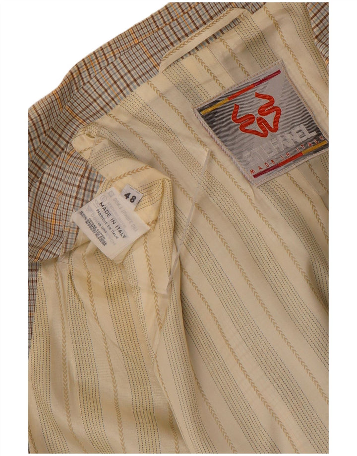 Stefanel Herre 2-knaps blazerjakke IT 48 Medium Beige ternet bomuld