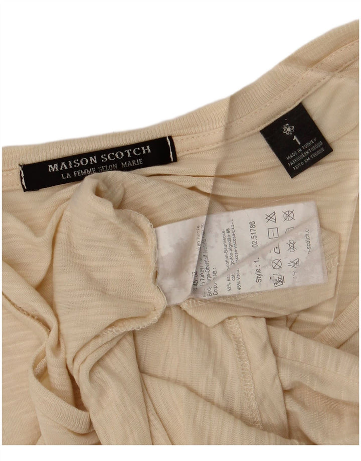 Maison Scotch Dame T-Shirt Top Størrelse 1 Lille Beige Bomuld