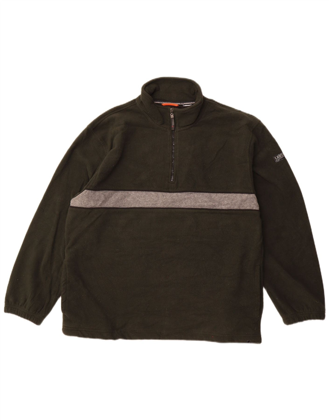 IZOD Fleece Jumper med lynlås til mænd Stor Khaki Colourblock