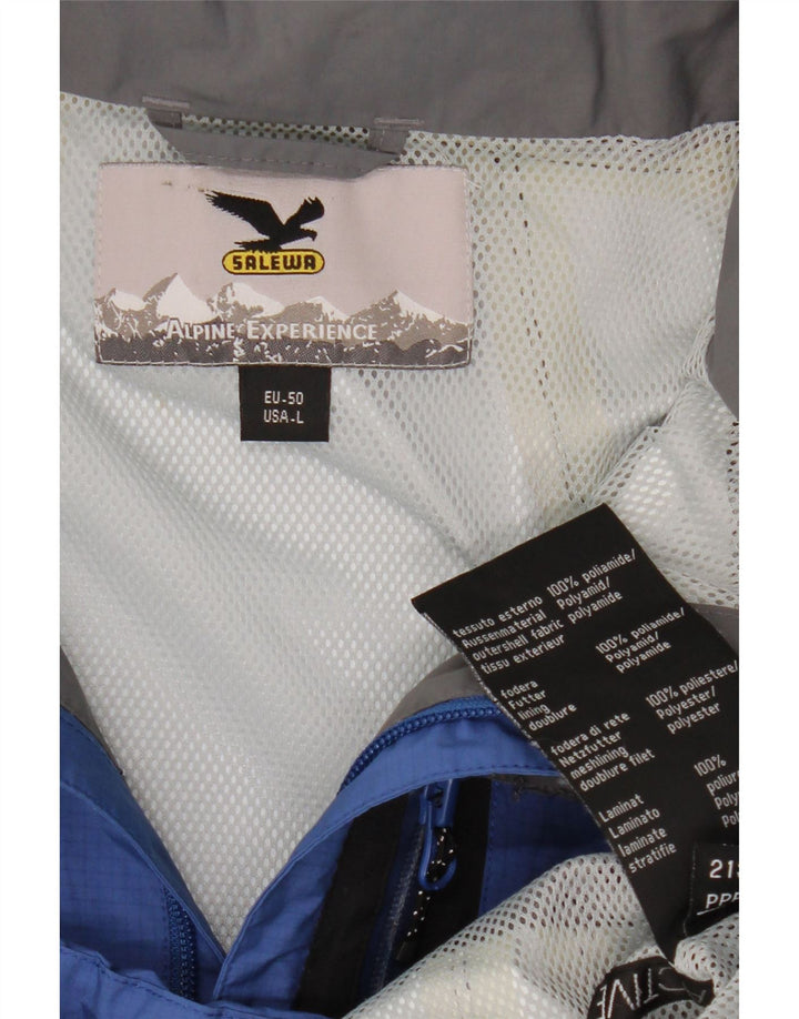 SALEWA Regnjakke med hætte til mænd EU 50 Large Blue Colourblock Polyamid