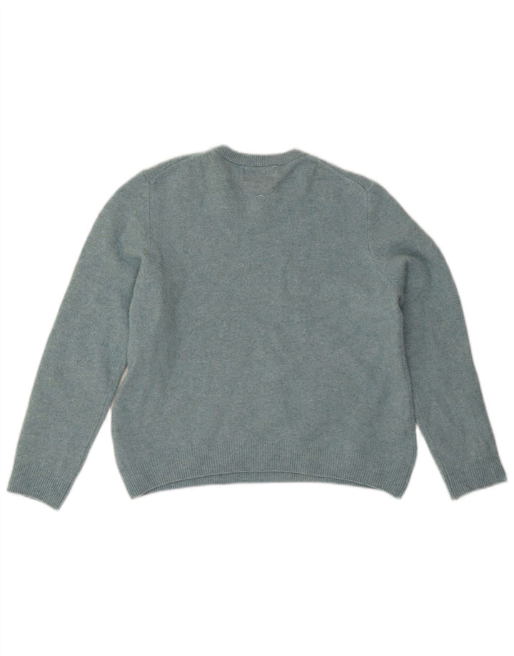 Marks & Spencer Dame sweater med rund hals DK 14 Stor blå lammeuld