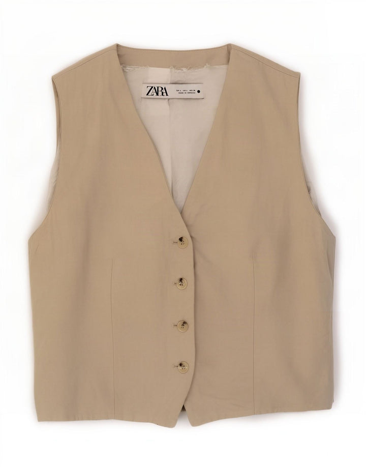 Zara Damevest UK 14 Stor Beige Viscose