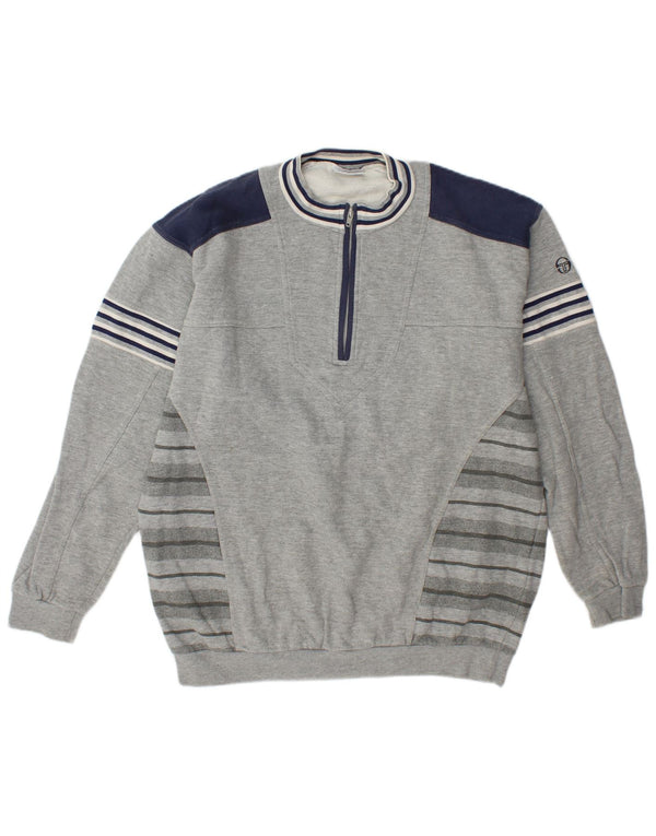 Sergio Tacchini Sweatshirt med lynlås til mænd XL Grå Colourblock