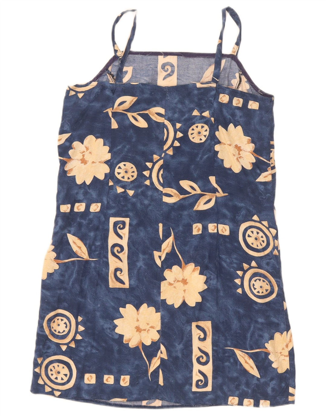 Vintage Dame Solkjole UK 10 Small Navy Blue Floral