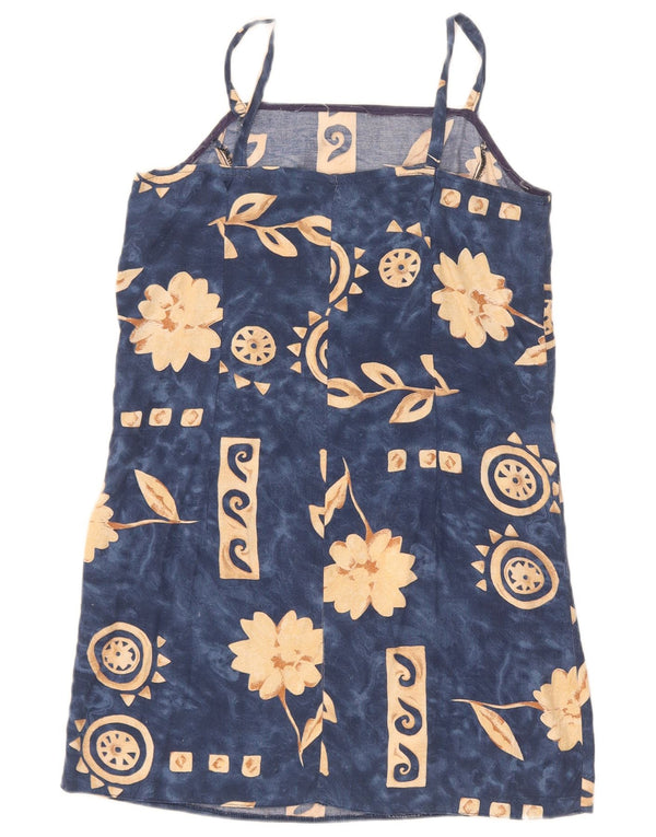 Vintage Dame Solkjole UK 10 Small Navy Blue Floral