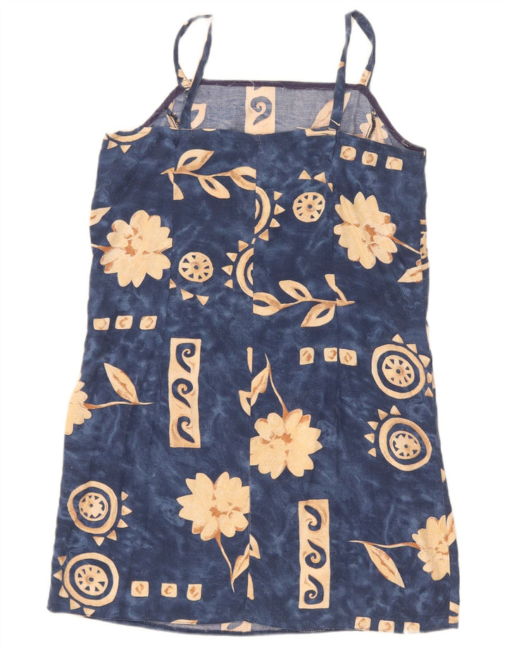 Vintage Dame Solkjole UK 10 Small Navy Blue Floral