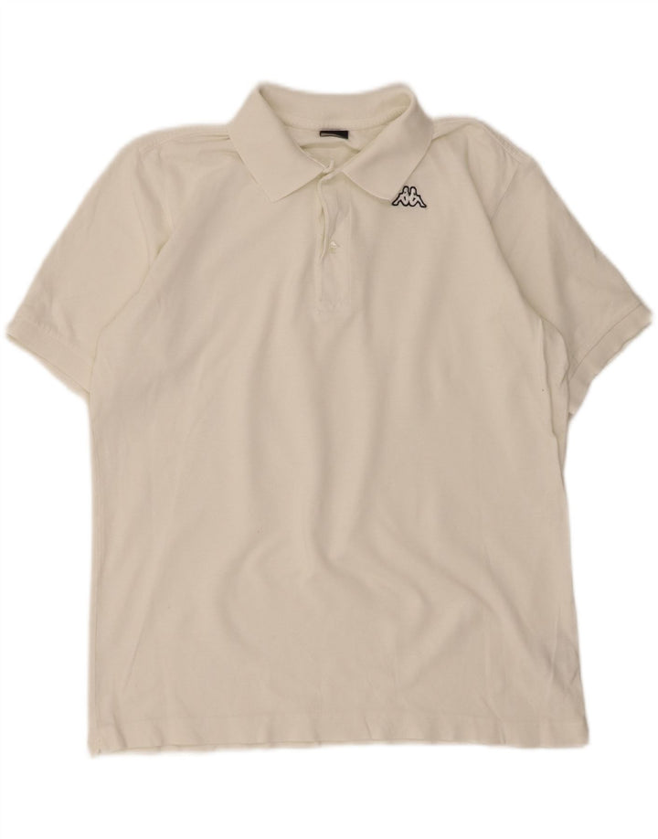 KAPPA Mens Polo Shirt Medium White Cotton Vintage Kappa and Second-Hand Kappa from Messina Hembry 
