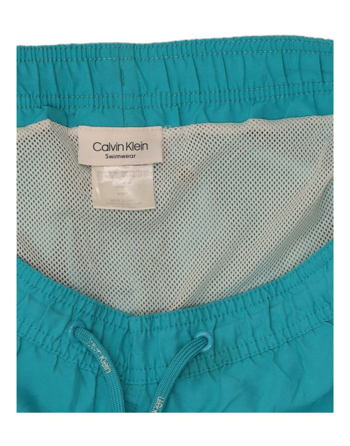 CALVIN KLEIN Mens Graphic Swimming Shorts Medium  Turquoise Polyester Vintage Calvin Klein and Second-Hand Calvin Klein from Messina Hembry 