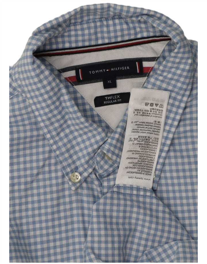 TOMMY HILFIGER Herre Regular Fit skjorte XL blå ternet bomuld