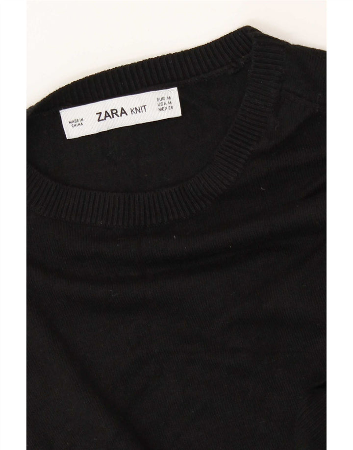 Zara Dame Boat Neck Jumper Sweater UK 12 Medium Black