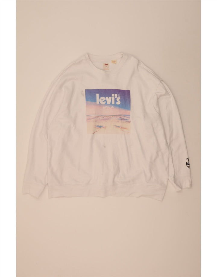 Levi's Herre Grafisk Relaxed Fit Sweatshirt Jumper 2XL Hvid Bomuld
