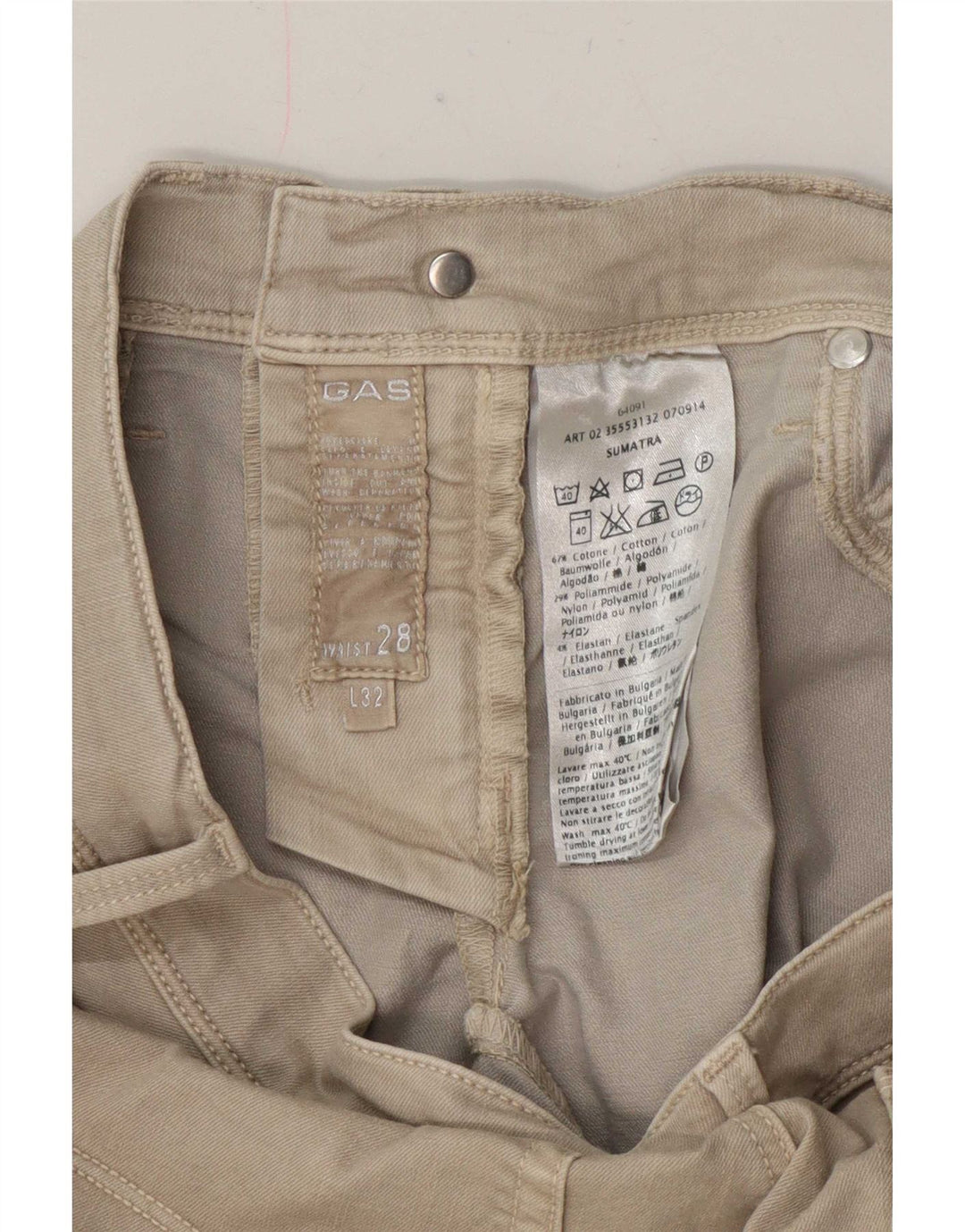 Gas Dame Slim Jeans W28 L32 Beige Bomuld