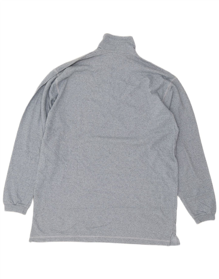 CHAMPION Mens Zip Neck Sweatshirt Jumper XL Blue Flecked Cotton