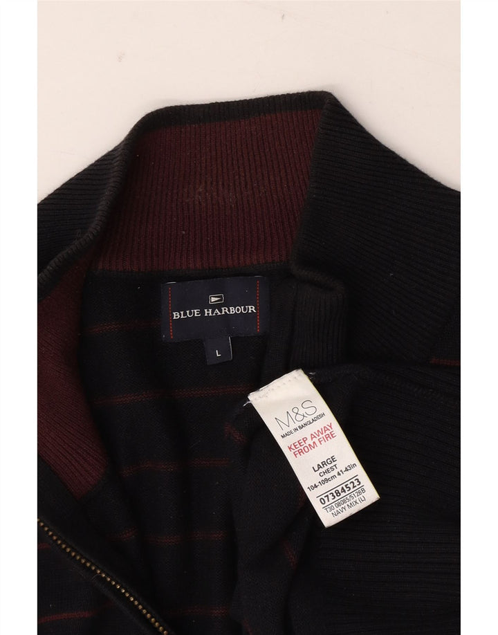 MARKS & SPENCER Sweater med lynlås til mænd UK 41/43 Large Navy Blue