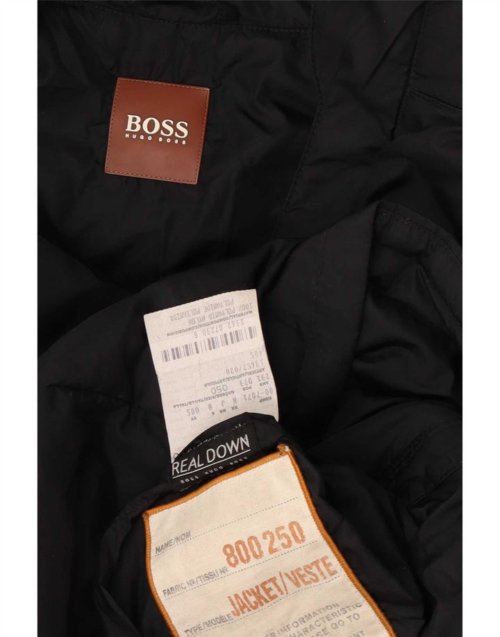 Hugo Boss Herre hættepolstret frakke IT 50 Stor sort polyamid