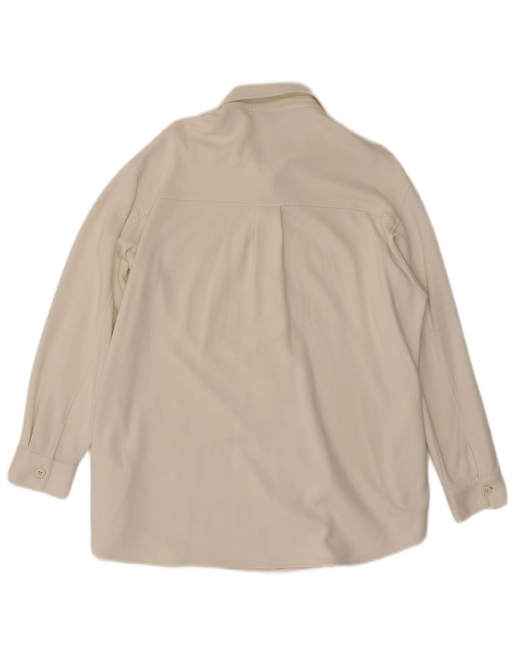 Massimo Dutti Dame Oversized Skjorte UK 10 Small Off White Nylon