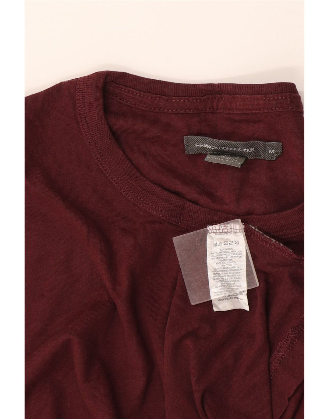 French Connection Herre T-Shirt Top Medium Bourgogne Bomuld