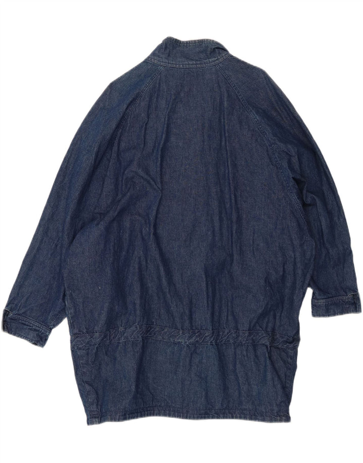 Vintage Dame Oversized Denim Coat EU 42 Large Blue Cotton