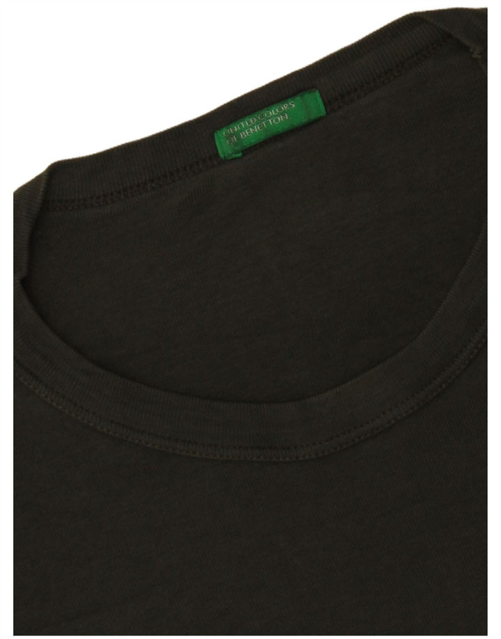 BENETTON Dame Grafisk Top Langærmet UK 12 Medium Grøn
