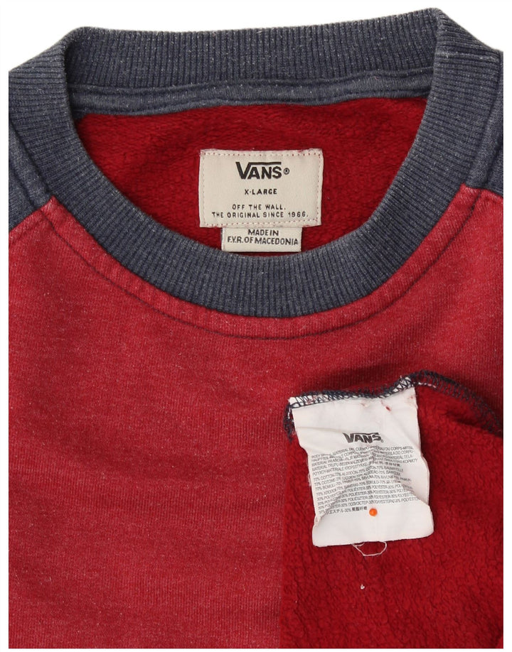 VANS Dame Sweatshirt Jumper UK 18 XL Rød Colourblock Bomuld