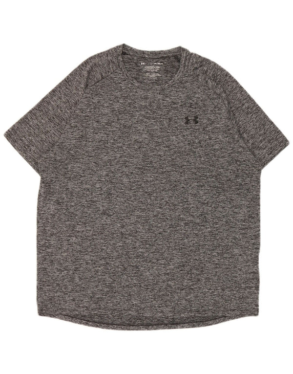 Under Armour Herre Heat Gear T-Shirt Top XL Grå Flecked Polyester