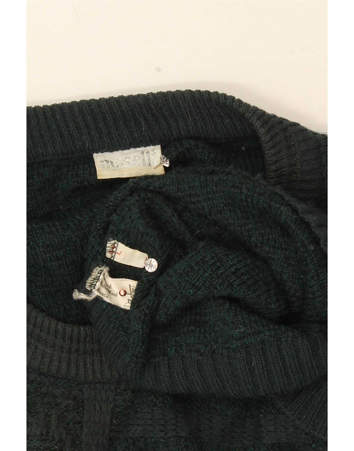 Maselli Herre Regular Fit Crew Neck Jumper Sweater Stor Grøn Geometrisk