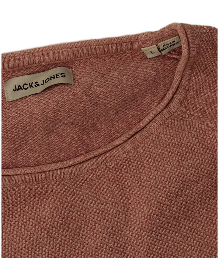 Jack & Jones Herre sweater med rund hals, stor pink bomuld