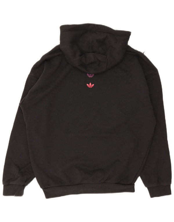 Adidas Graphic Oversized Hoodie Jumper UK 6 XS Sort Bomuld