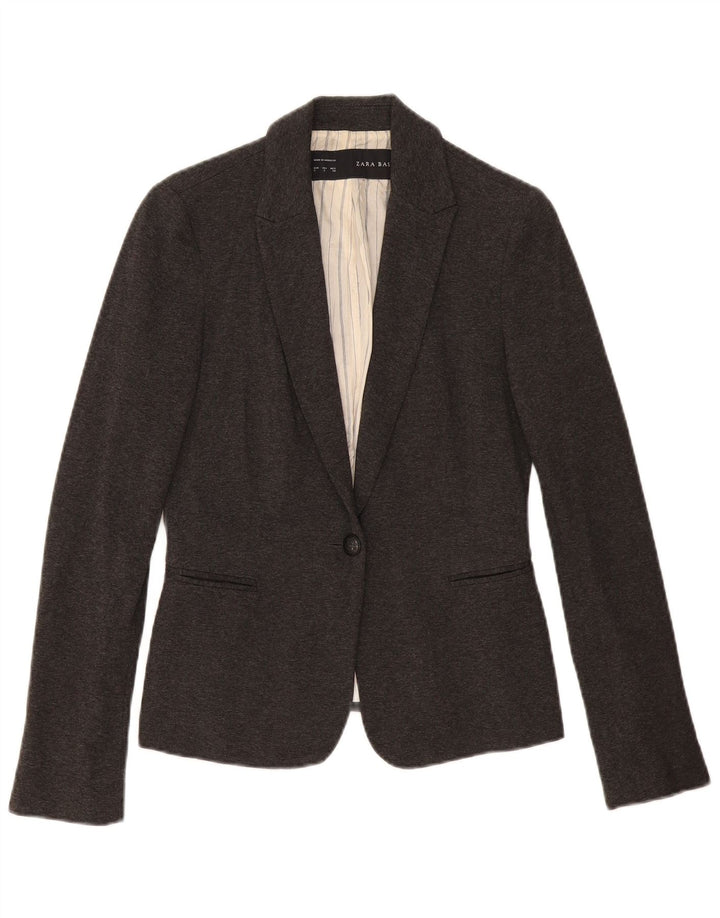 Zara Dame 1 Knap Blazer Jacket UK 10 Small Grey Acetate