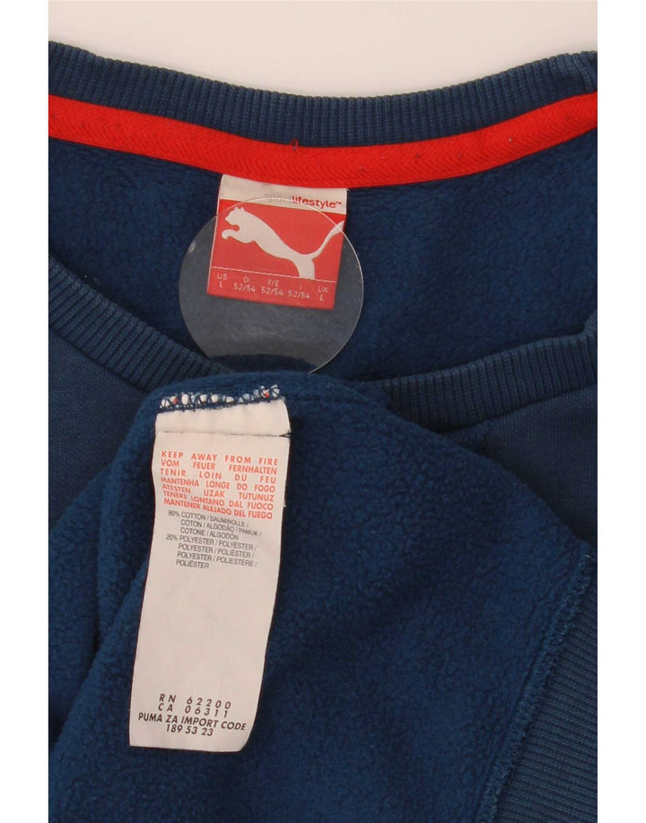 Puma Herre Grafisk Sweatshirt Jumper Stor Blå Bomuld