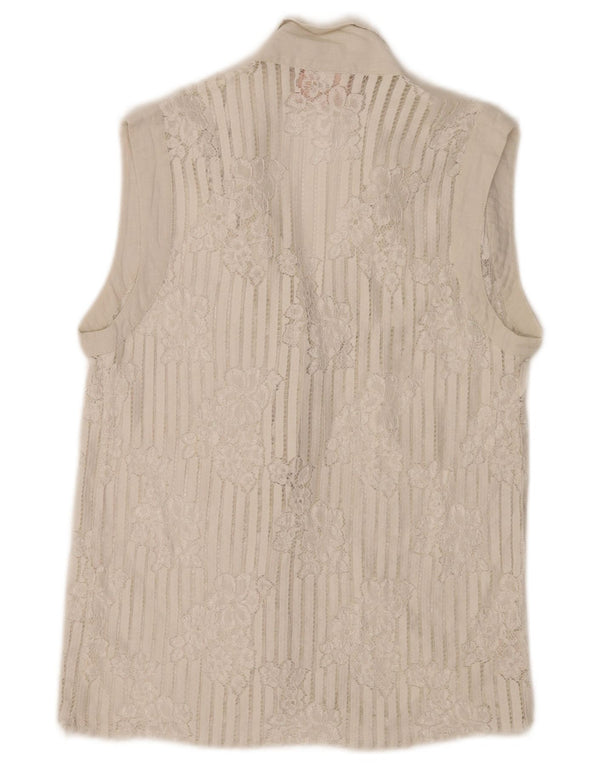 Byblos Dame ærmeløs skjorte Bluse IT 42 Medium White Floral Bomuld