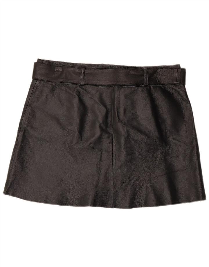 Conbipel Dame Mini Læder Nederdel IT 44 Medium W34 Sort Læder