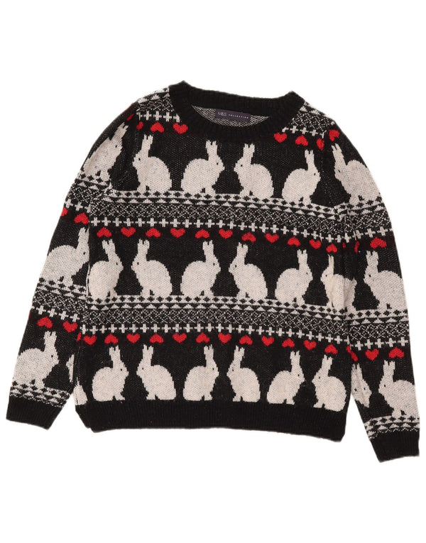 MARKS & SPENCER Dame Boat Neck Jumper Sweater UK 10 Small Black