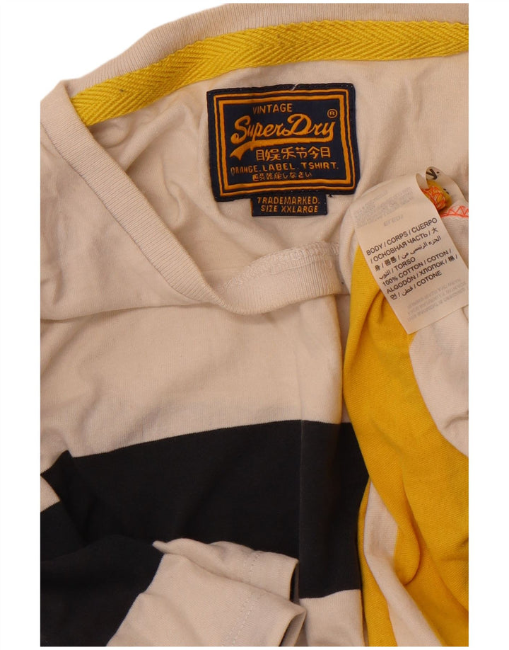 Superdry T-shirt top til mænd 2XL råhvid stribet bomuld