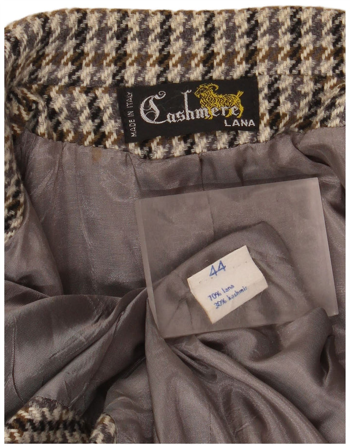 Vintage dame 2-knaps blazerjakke IT 44 Medium Grey Houndstooth Uld