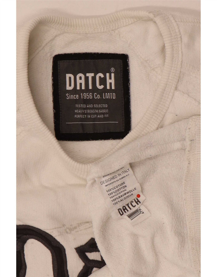 Datch Herre grafisk sweatshirt Jumper Medium Hvid Bomuld
